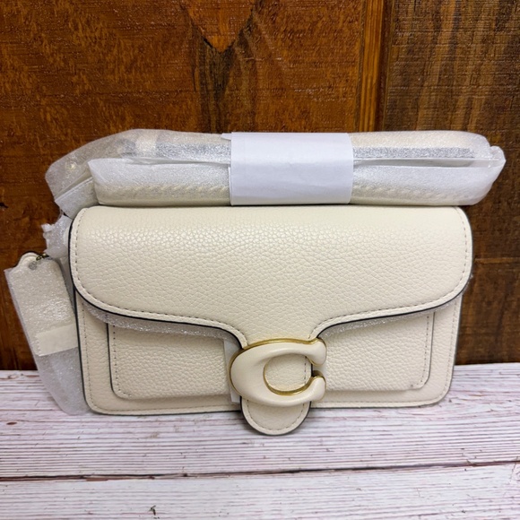 Coach Tabby Pebbled Leather Wristlet Crossbody - Chalk/Brass CJ925 - Picture 5 of 9